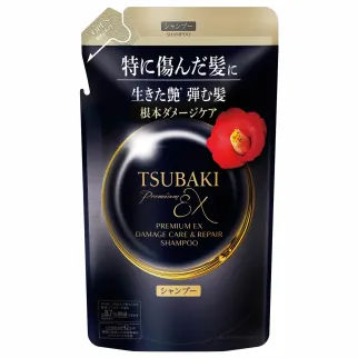 Восстанавливающий шампунь для поврежденных волос Shiseido Tsubaki Premium EX Intensive Repair с маслом камелии, запаска, 300 мл