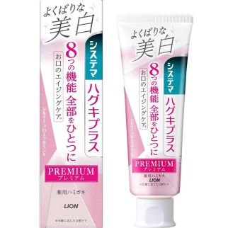 LION Systema Haguki Plus Premium Отбеливающая зубная паста, цветочная мята, 95 г