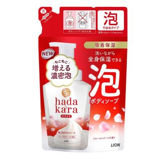 LION Hadakara Foam Увлажняющее пенное мыло для тела, цветочный букет, пополнение 440 мл