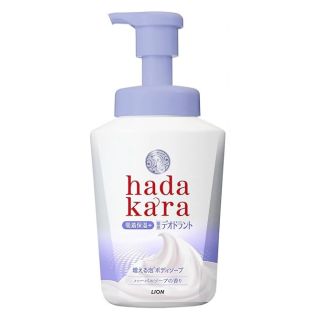 LION Hadakara Foam Deodorant Дезодорирующее пенное мыло для тела, подавляет запахи, аромат травяного мыла, 550 мл