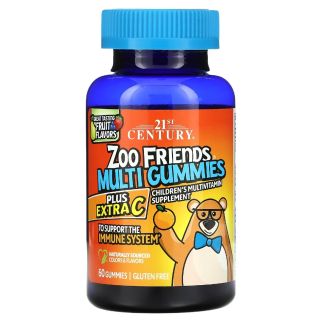 Дитячі вітамінні жуйки Zoo Friends + Вітамін C, 60 штук (21st Century)